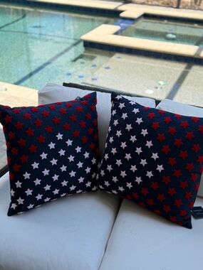 Dillards Cremieux Navy Star Pattern Accent Pillow - Red & White, Blue Stars